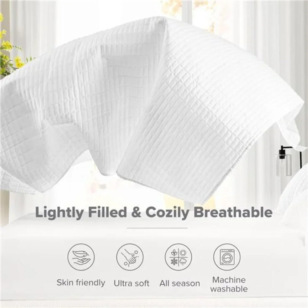Comfort Spaces Kienna Quilt Set- Double Sided Stitching Design Summer Blanket